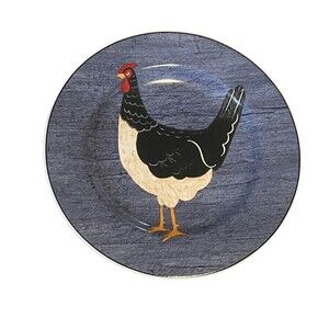 Warren Kimball Rooster Plate Country Blue Decor Cottage Cabin 8 1/16